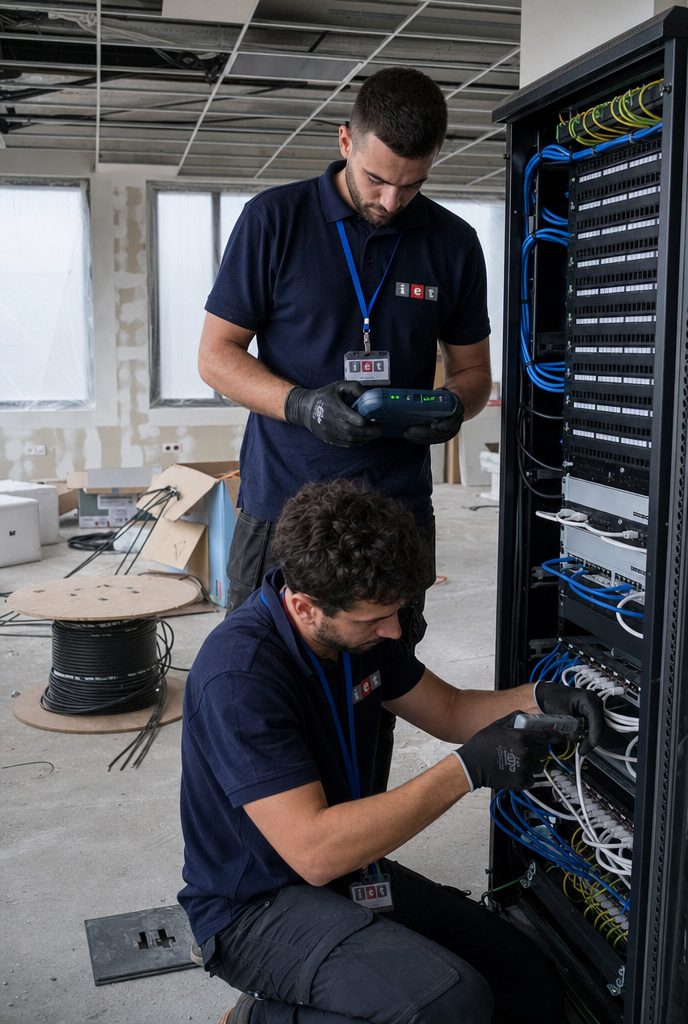 Técnico de IET trabajando en un cuadro eléctrico